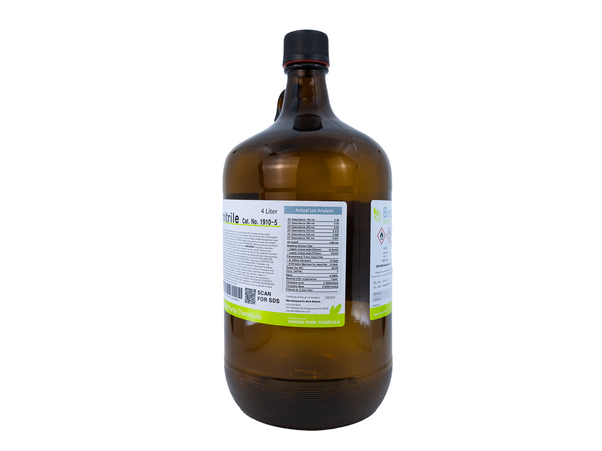 Birch Biotech PRISTINE Acetonitrile, HPLC Grade, Reagents, Birch Biotech, MSE Supplies