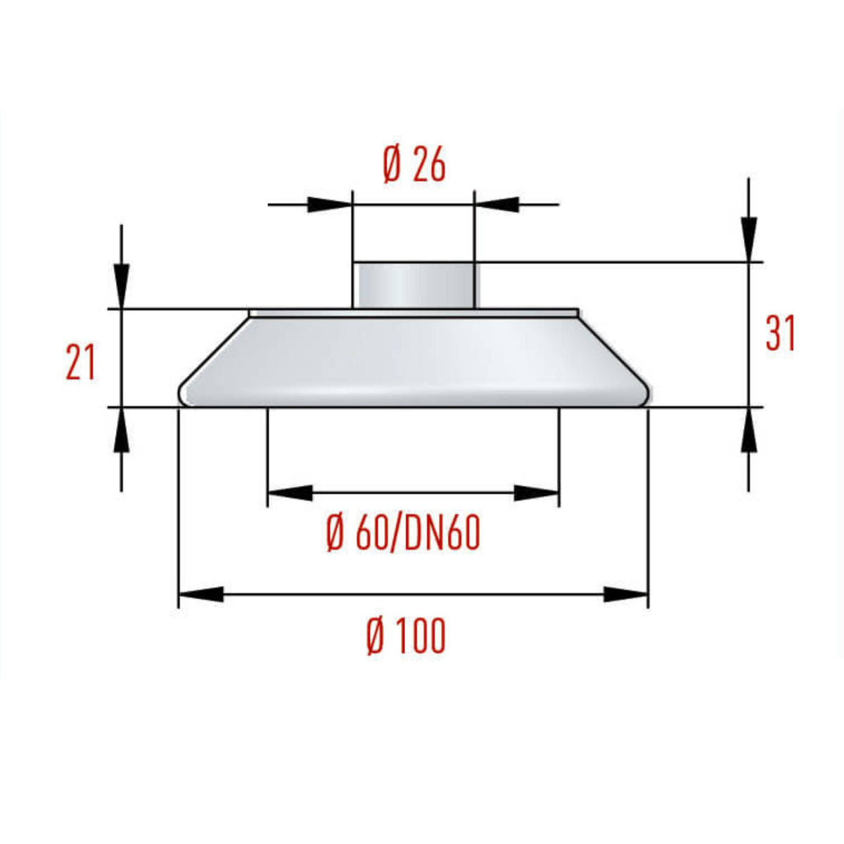 BOLA Reactor Lids (PTFE ) - DN 60 H 31 mm