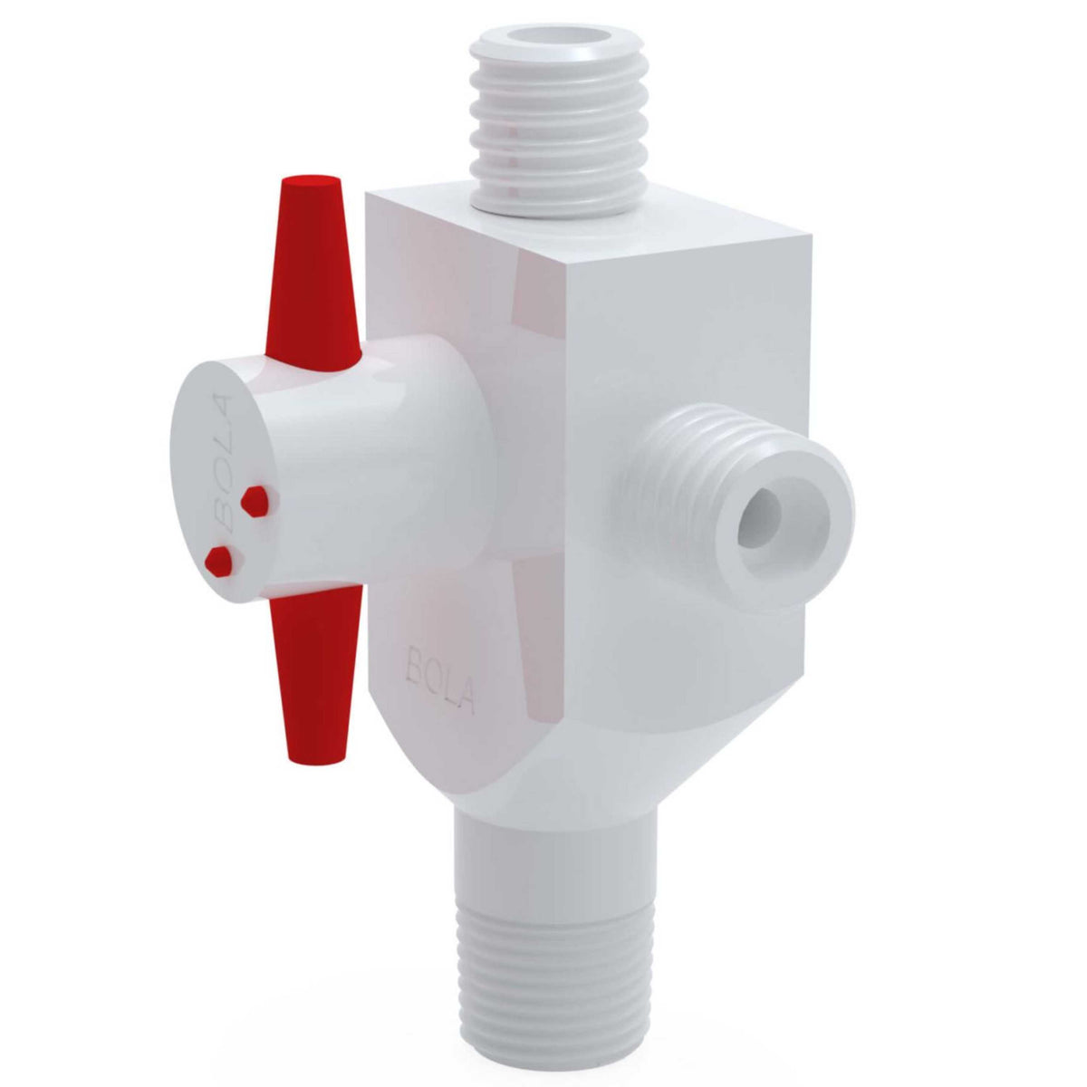 BOLA Screw In Stopcocks, 3-Way (PTFE ) - NPT 1/2" - GL 18 Ø 6 mm