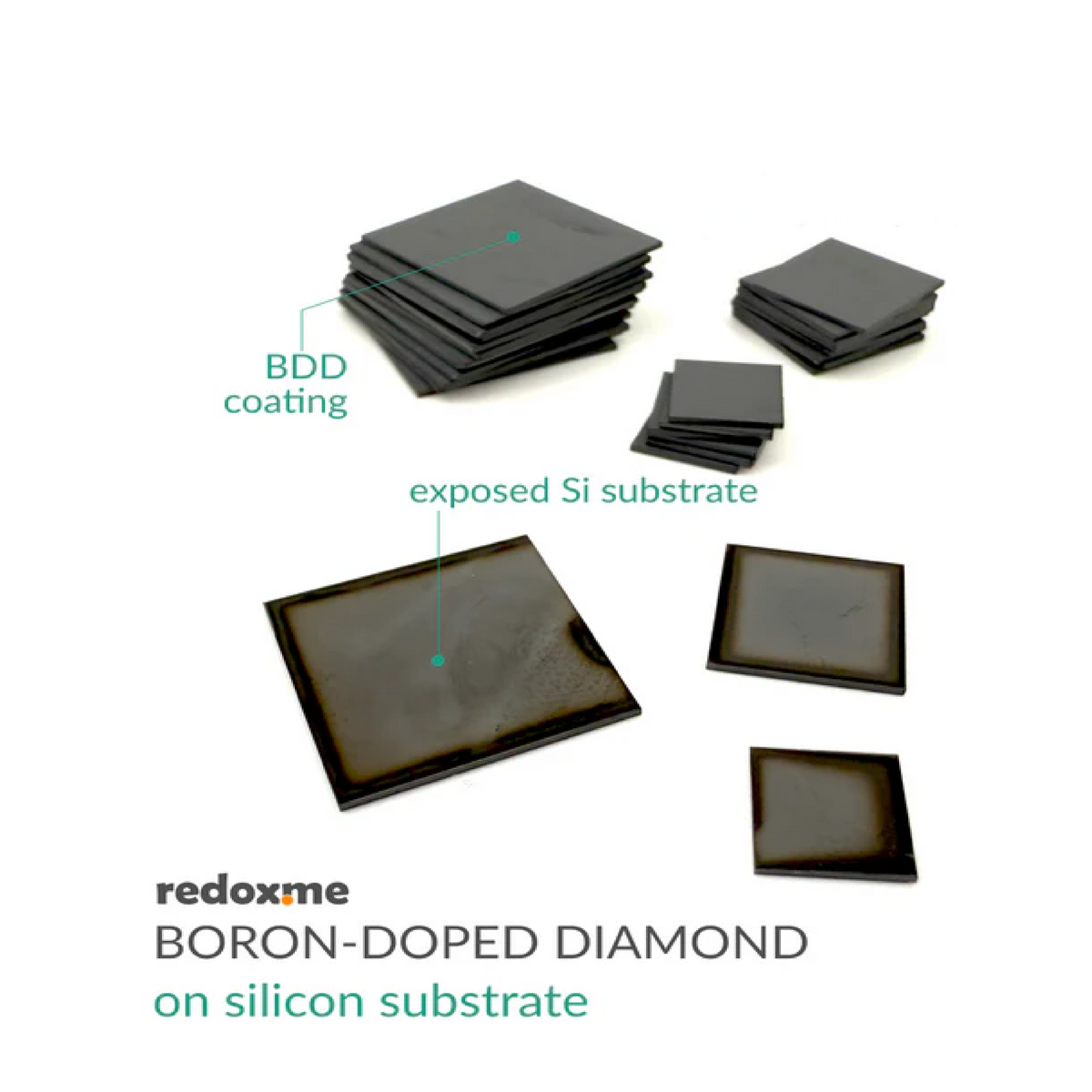 Boron-Doped Diamond on Silicon Substrate-7mm x 7mm x 0.5mm - Electrochemical Products - Redox.me - MSE Supplies