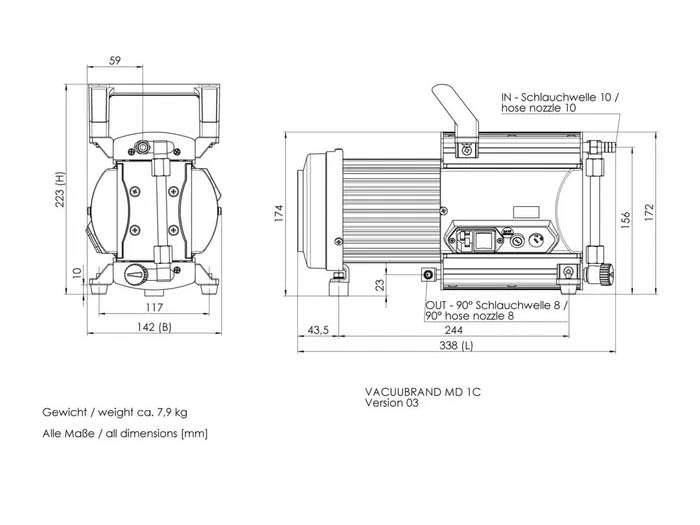 BrandTech MD 1C Chemistry Diaphragm Pump - MSE Supplies LLC