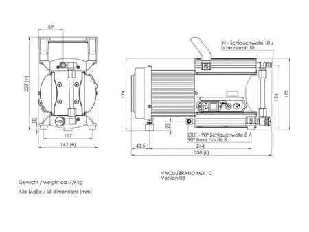 BrandTech MD 1C Chemistry Diaphragm Pump - MSE Supplies LLC