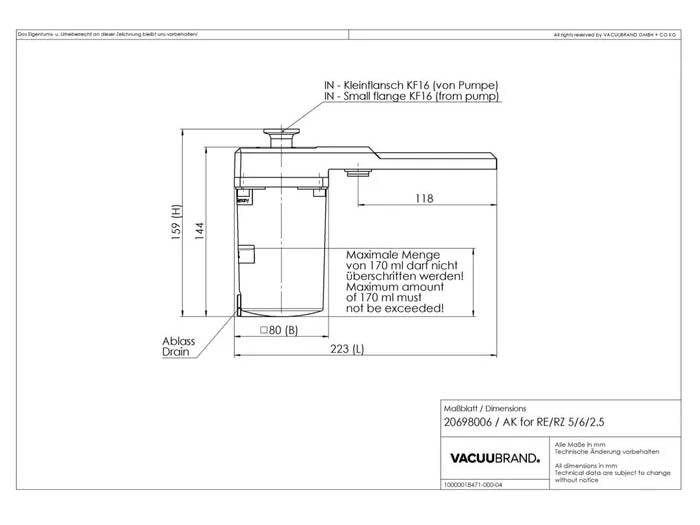 BrandTech AK for RE/RZ 5/6/2.5 Separator Inlet Side - MSE Supplies LLC