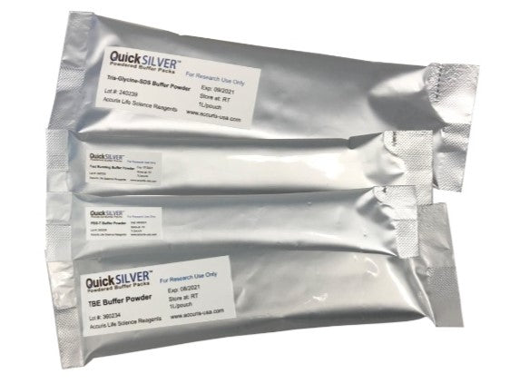 Accuris QuickSilver™ Powdered Buffer Packs (TAE, TBS, PBS, etc.), Cell Assays, Accuris, MSE Supplies
