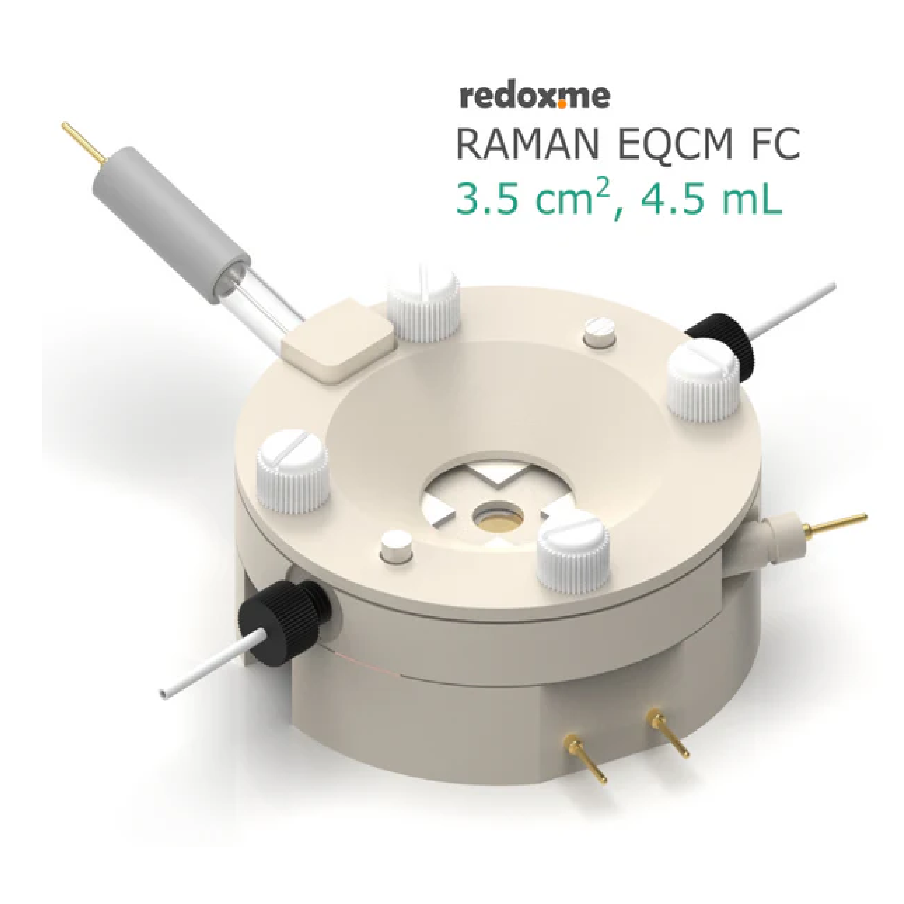 Aqueous Compatible Magnetic Mount Raman EQCM flow cell for 25.4mm Dia. Crystal - Electrochemical Products - Redox.me - MSE Supplies