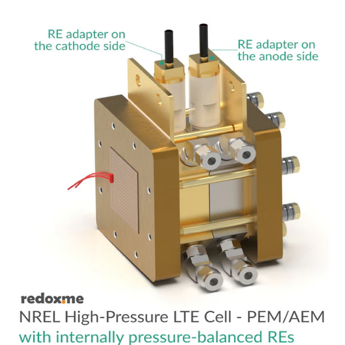 NREL High-Pressure LTE PEM Cell (25 cm2 Surface Area) with internally pressure-balanced REs - Battery Equipment - Redox.me - MSE Supplies
