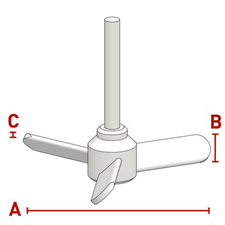 BOLA Maxi Propeller Stirrer Shafts (PTFE ) - L 1000mm, Ø 16mm, aØ 140mm