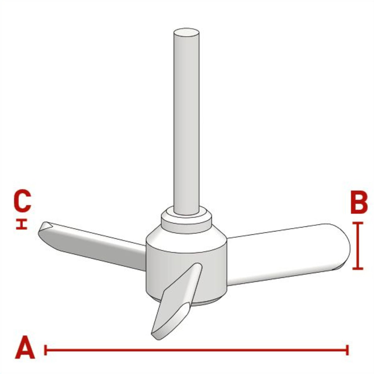 BOLA Maxi Propeller Stirrer Shafts (PTFE ) - L 1200mm, Ø 16mm, aØ 200mm