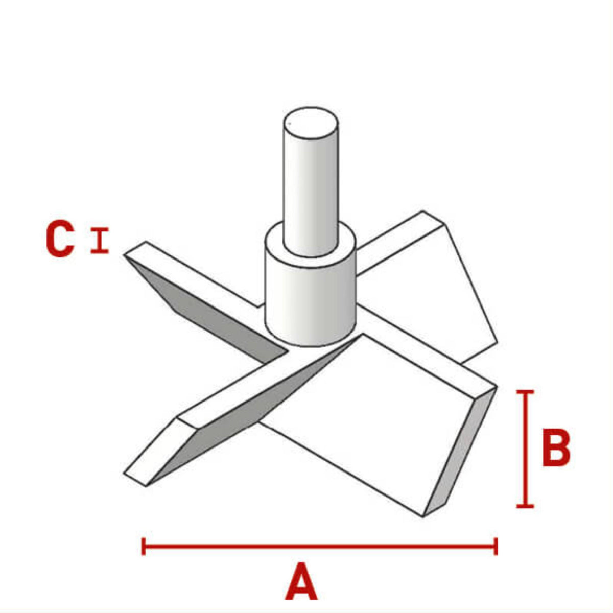 BOLA Propeller-Stirrer Shafts with 4 Blades (PTFE ) - L 450 mm Ø 10 mm aØ 75 mm