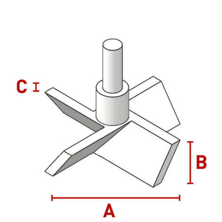 BOLA Propeller-Stirrer Shafts with 4 Blades (PTFE ) - L 450 mm Ø 10 mm aØ 75 mm