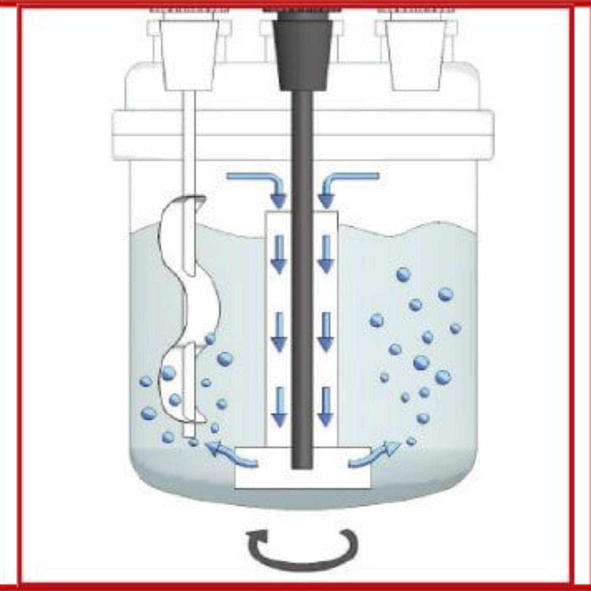 BOLA Gassing Stirrer with 4 Blades (PTFE ) - L 559 mm Ø 10 mm aØ 72 mm