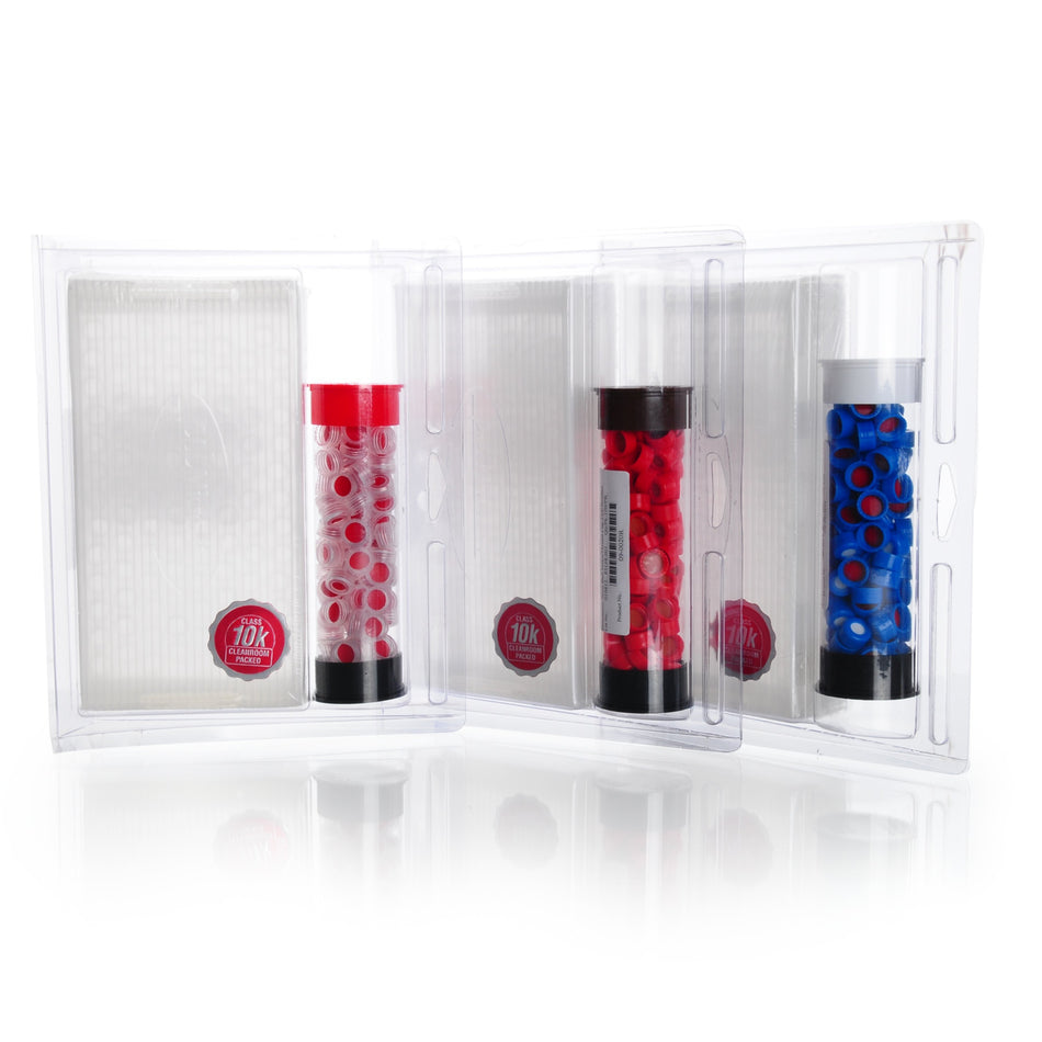 WHEATON® µL MicroLiter® 09-Series Vial Component Kit, 12 x 32mm Screw Thread, Autosampler Vials, 9mm Caps with Septa - Bio Lab Consumables - DWK Life Sciences - MSE Supplies