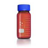 DURAN® Laboratory Bottle Wide Mouth GLS 80®, Amber, with Screw Cap and Pouring Ring from PP (Blue) - Bio Lab Consumables - DWK Life Sciences - MSE Supplies
