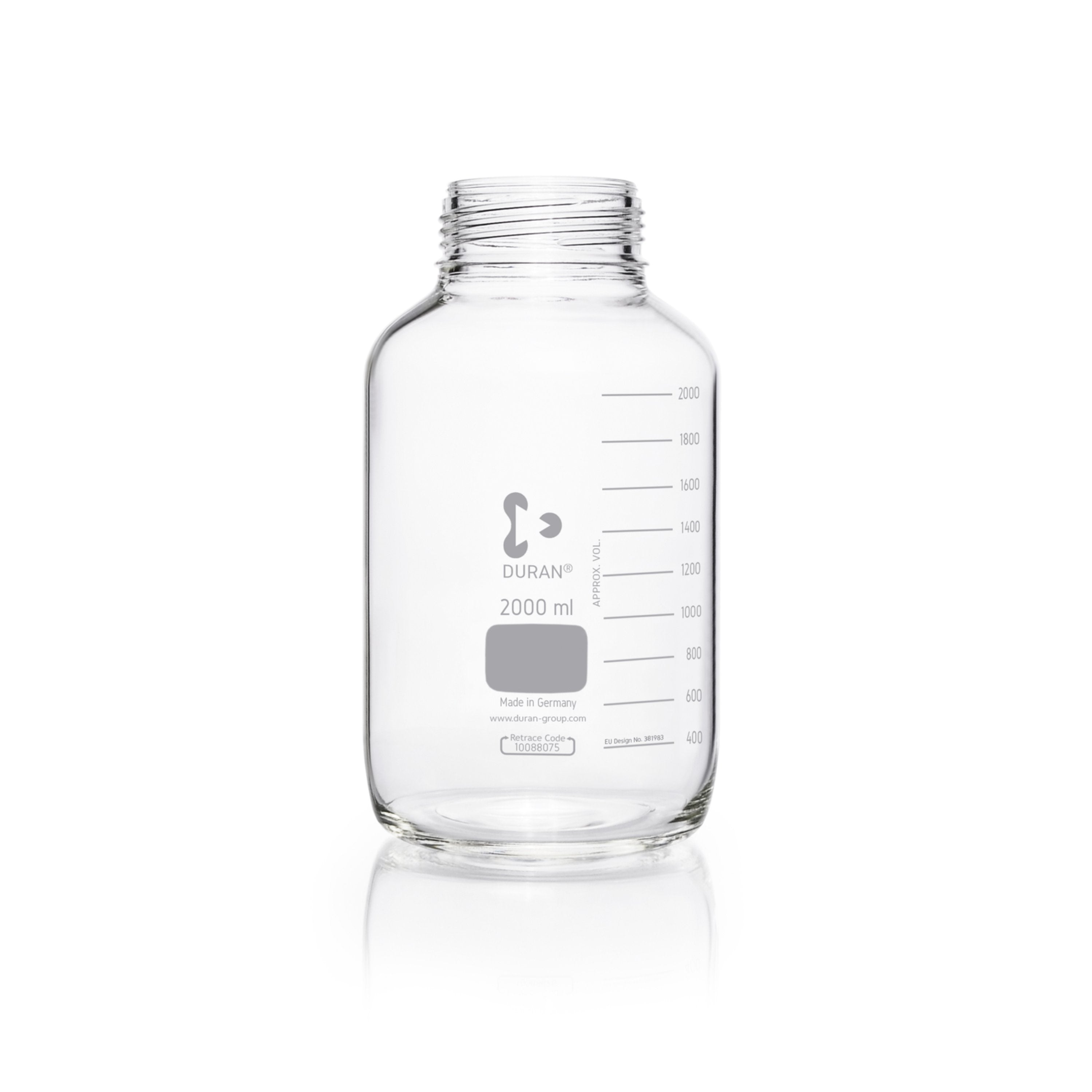 DURAN® GLS 80® Laboratory Bottle, Wide Mouth, Clear, without Screw Cap and Pouring Ring - Bio Lab Consumables - DWK Life Sciences - MSE Supplies
