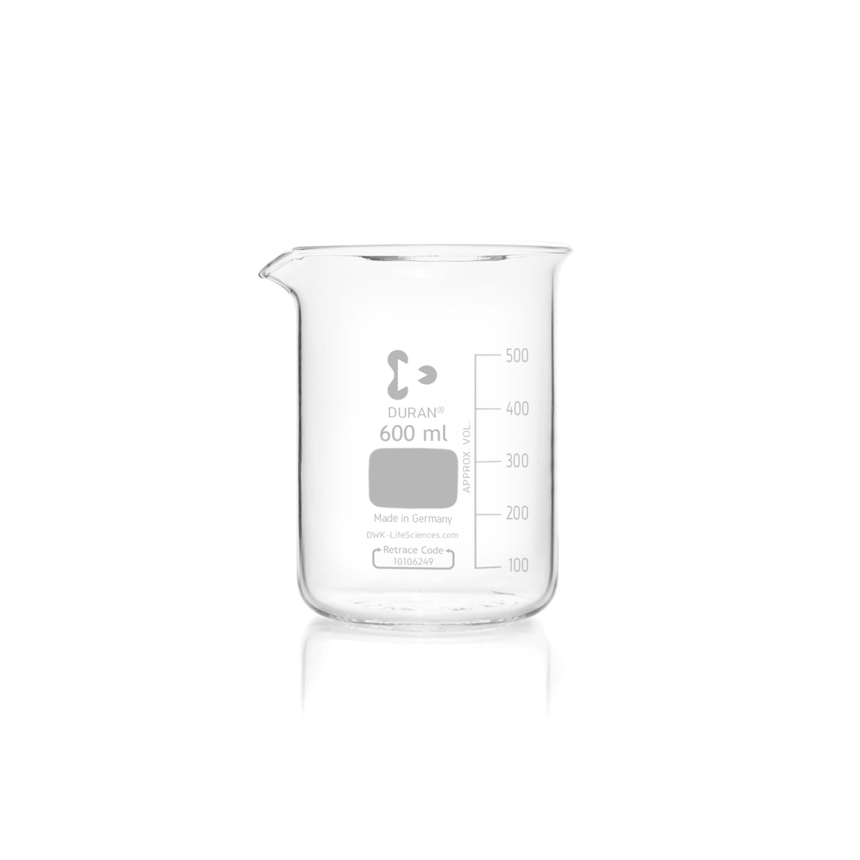 DURAN® Beaker, Low Form, with Spout - Bio Lab Consumables - DWK Life Sciences - MSE Supplies