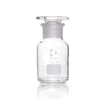 DURAN® Reagent Bottle, Wide Neck, Clear, ST 29/22 Ground Joint, with Glass Stopper, 100 mL - Bio Lab Consumables - DWK Life Sciences - MSE Supplies