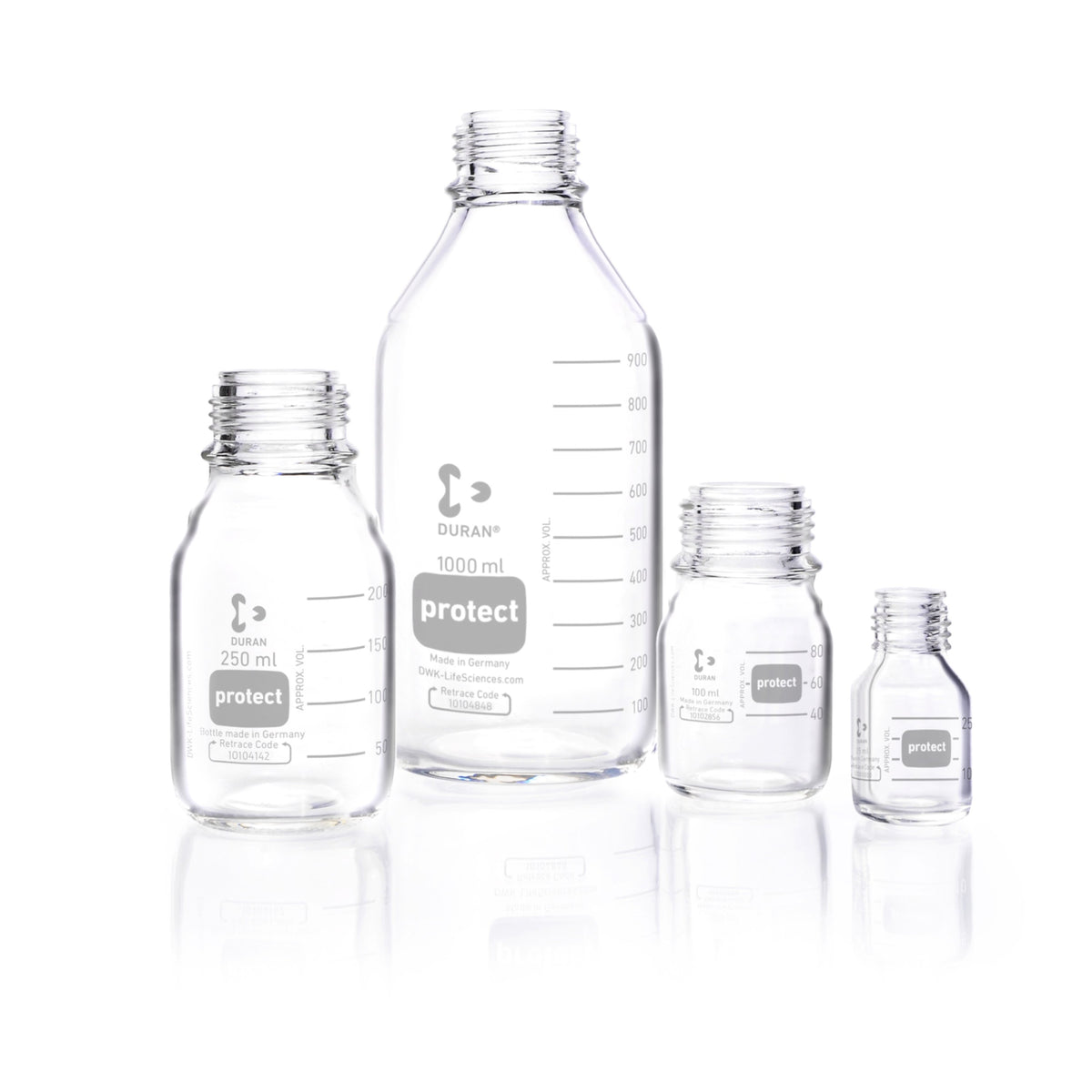 DURAN® Protect, Laboratory Bottle, Plastic Coated (PU), GL 45, with Protective Cap
