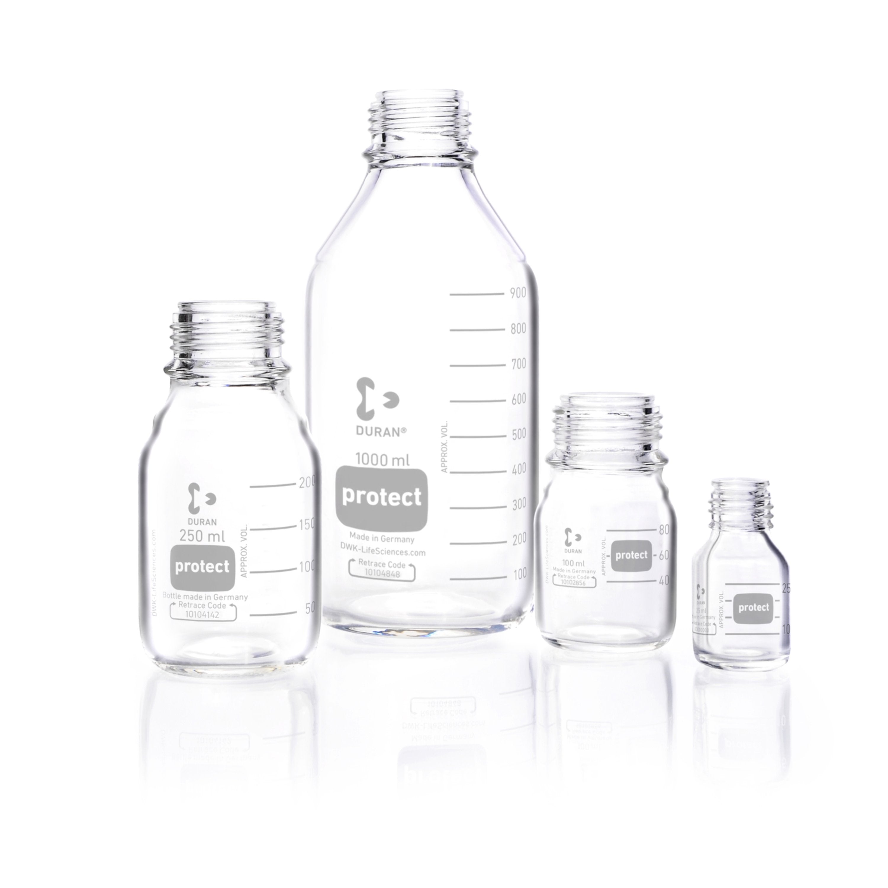 DURAN® Protect, Laboratory Bottle, Plastic Coated (PU), GL 45, with Protective Cap