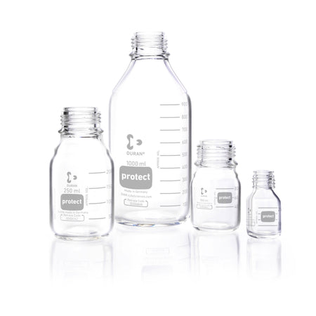 DURAN® Protect, Laboratory Bottle, Plastic Coated (PU), GL 45, with Protective Cap