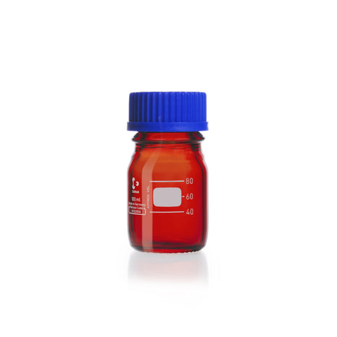 DURAN® Original GL 45 Laboratory Bottle, Amber, with Screw Cap and Pouring Ring, PP, Blue - Bio Lab Consumables - DWK Life Sciences - MSE Supplies