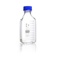 DURAN® GL 45 Laboratory Bottle Square, Clear, with Screw Cap and Pouring Ring, PP, Blue - Bio Lab Consumables - DWK Life Sciences - MSE Supplies