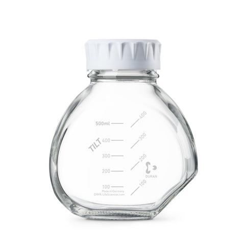 DURAN® TILT GL 56 Media Preparation Bottle (Clear), with Screw Cap (PP, White), 500 mL - Bio Lab Consumables - DWK Life Sciences - MSE Supplies