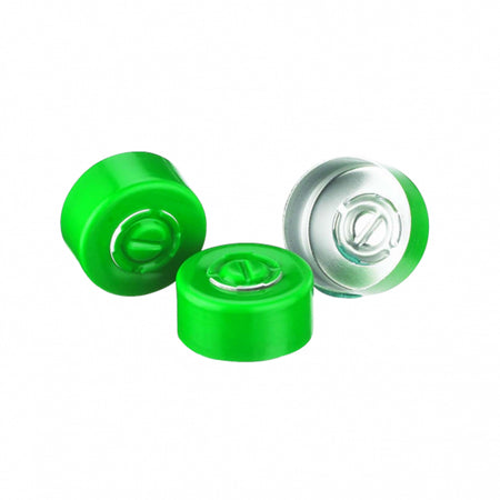 WHEATON® Unlined Aluminum Seal, 13mm, Green, Center Disc Tear-Out