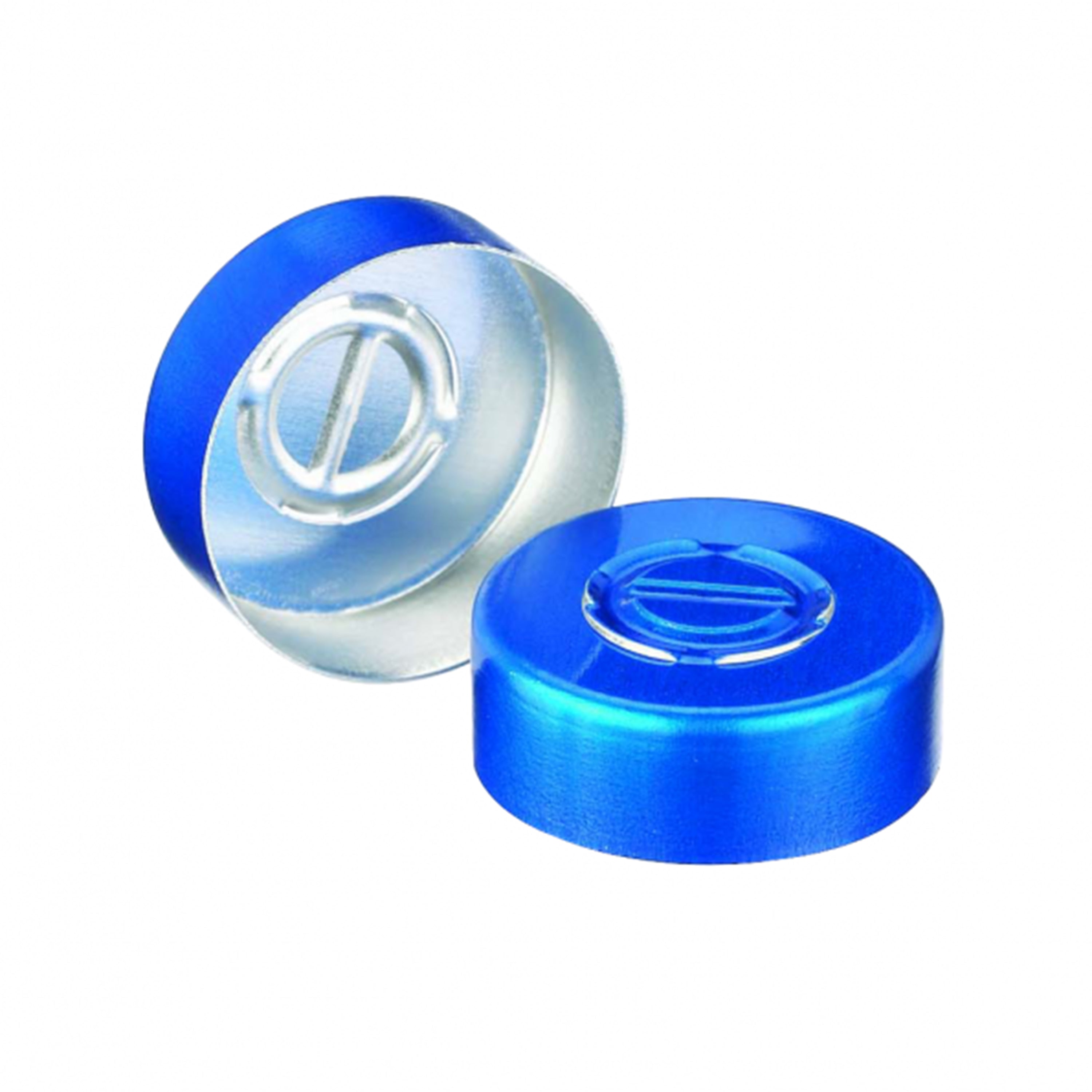 WHEATON® Unlined Aluminum Seal, 20mm, Blue, Center Disc Tear-Out