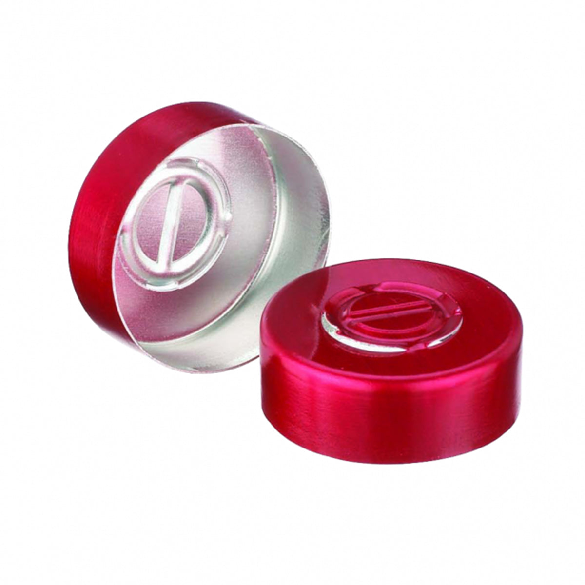 WHEATON® Unlined Aluminum Seal, 20mm, Red, Center Disc Tear-Out