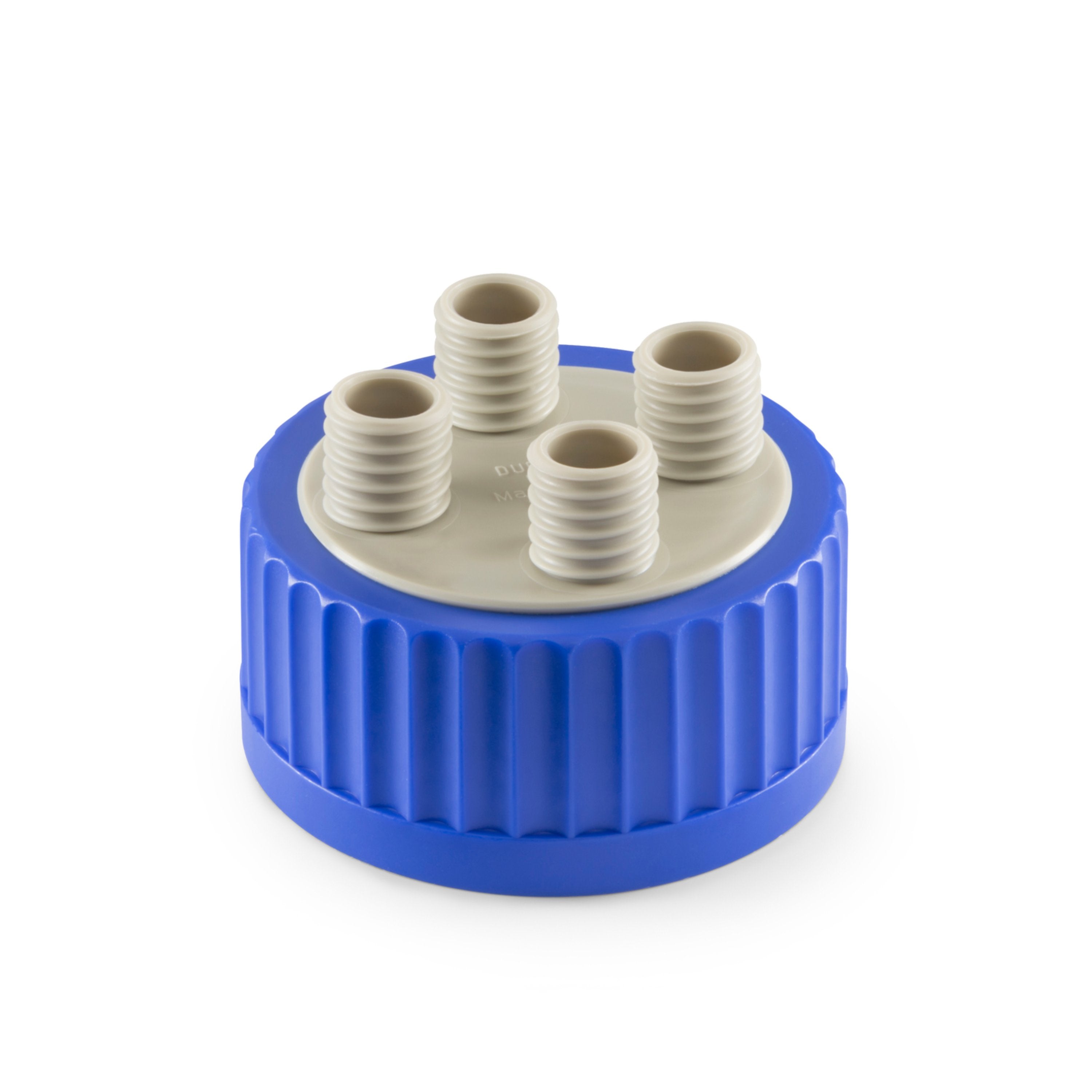 DURAN® GLS 80® Screw Cap, with 4 GL 18 Ports and O-Ring Seal, PP/EPDM, Blue/Grey/White - Bio Lab Consumables - DWK Life Sciences - MSE Supplies