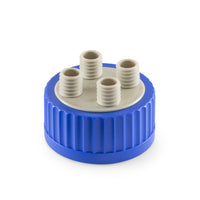 DURAN® GLS 80® Screw Cap, with 4 GL 18 Ports and O-Ring Seal, PP/EPDM, Blue/Grey/White - Bio Lab Consumables - DWK Life Sciences - MSE Supplies
