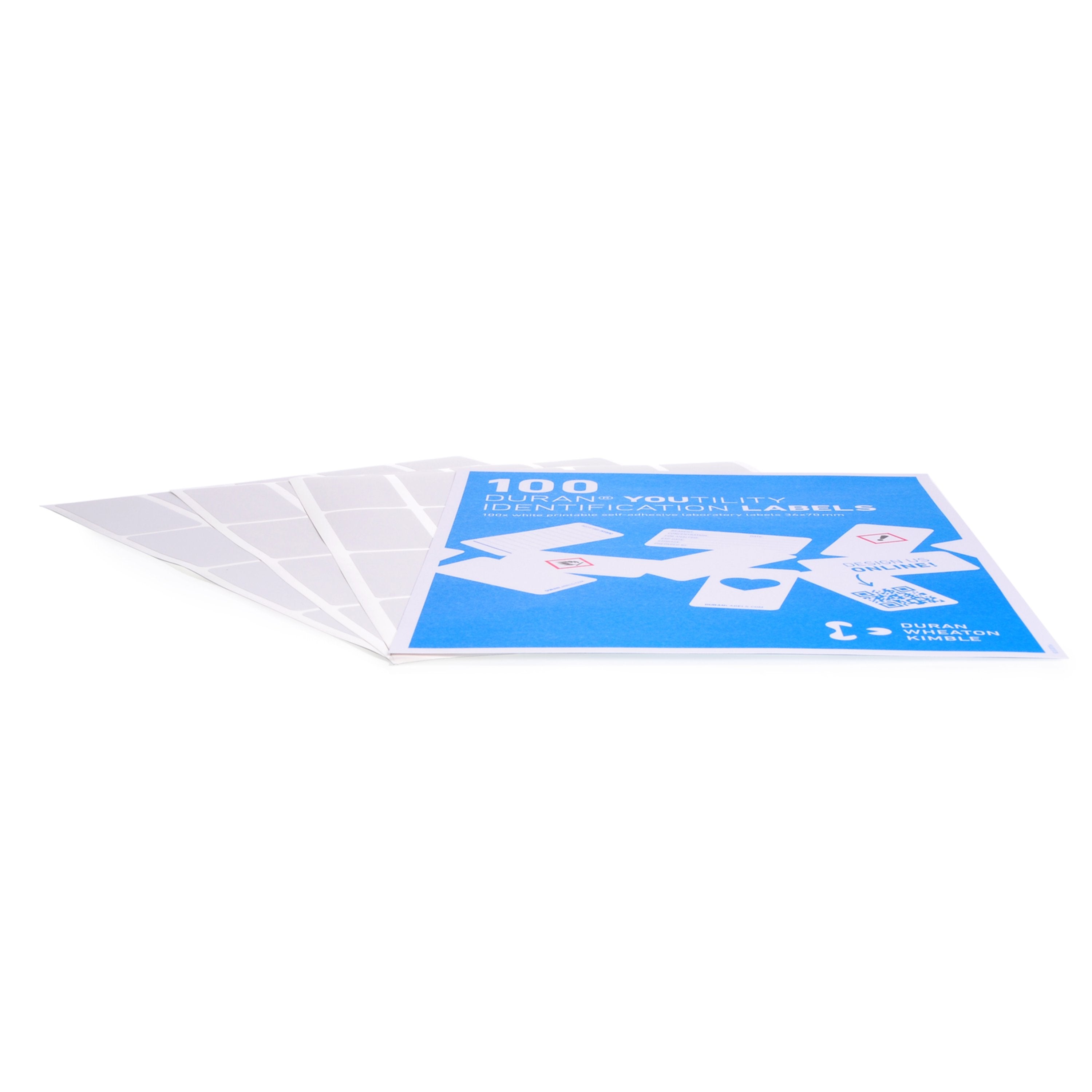 DURAN® YOUTILITY® Blank Laboratory Labels, for Glass Bottles and Flasks, Polyester, White - Bio Lab Consumables - DWK Life Sciences - MSE Supplies