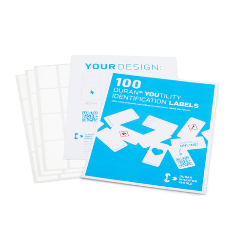 DURAN® YOUTILITY® Blank Laboratory Labels, for Glass Bottles and Flasks, Polyester, White
