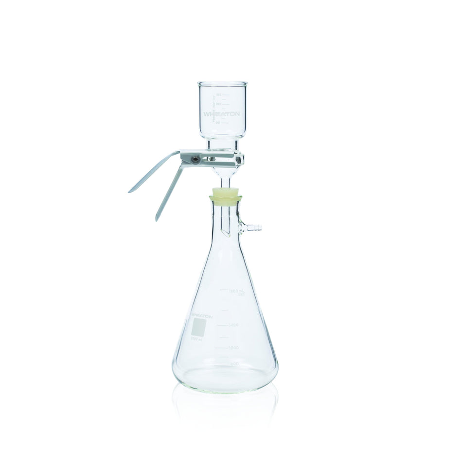 WHEATON® 47mm Filtration Assembly With No. 8 Stopper and PTFE Faced Support Base and Funnel, 1000 mL - Bio Lab Consumables - DWK Life Sciences - MSE Supplies