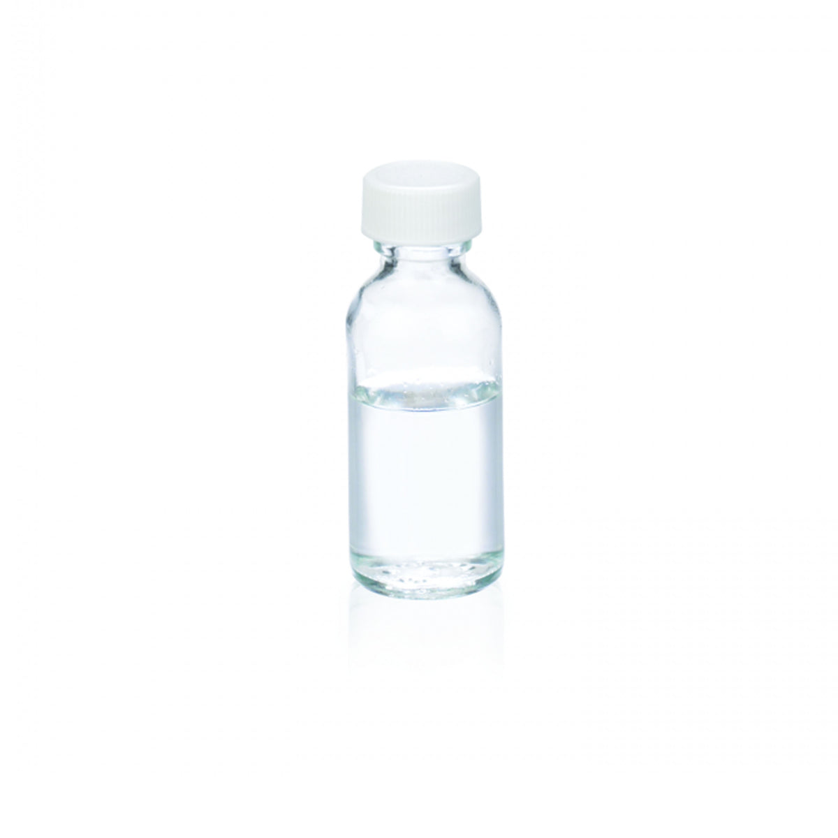 WHEATON® Boston Round Bottle, 1oz, clear, white Polypropylene, Poly-Vinyl