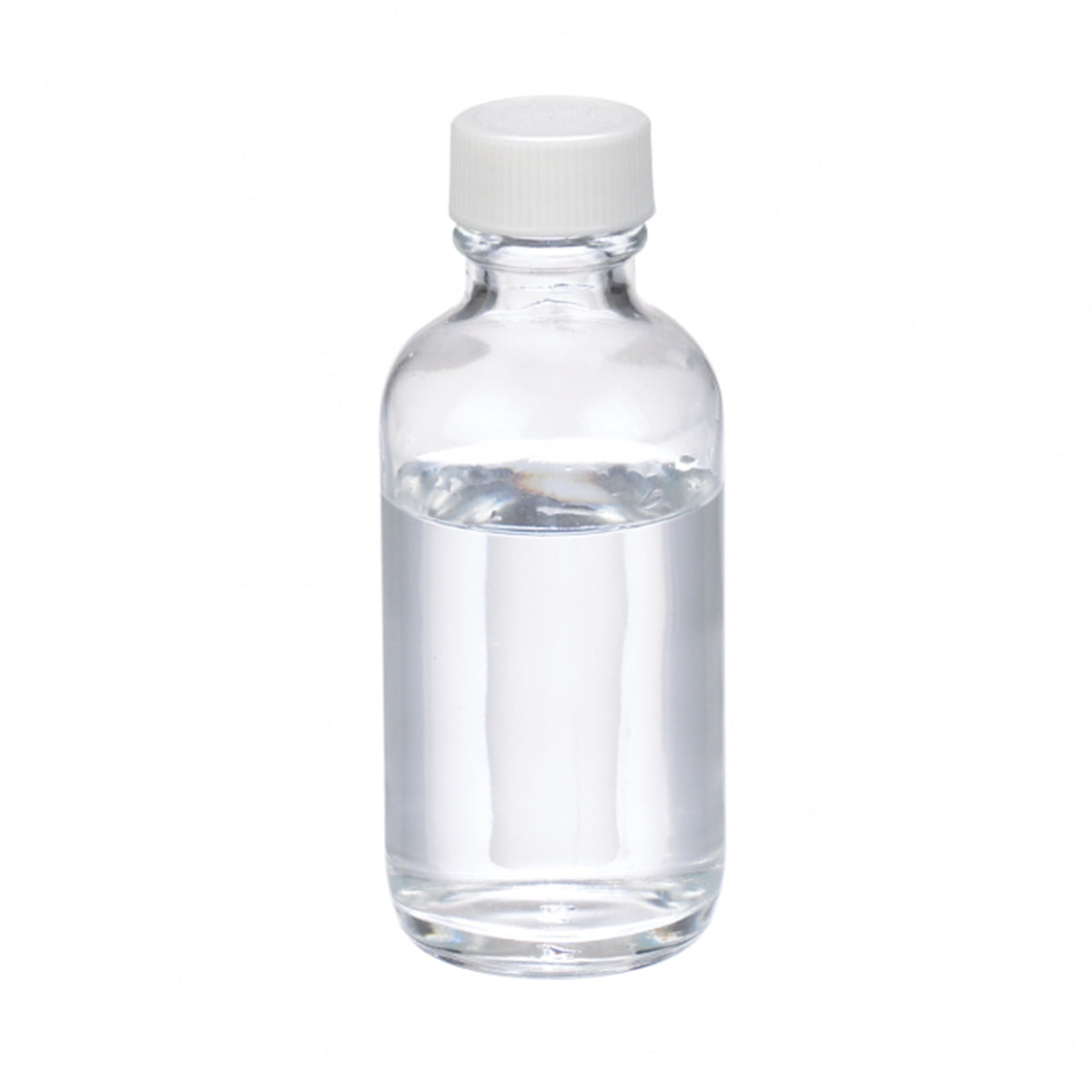 Wheaton® W216801 60mL Clear Boston Round Glass Sample Bottle with White PP Screw Cap with PVC Liner