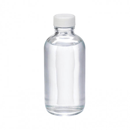 WHEATON® Boston Round Bottle, 4oz, clear, white Polypropylene, PTFE faced foamed Polyethylene