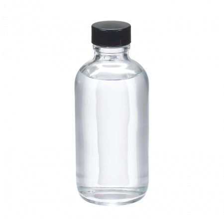 WHEATON® Boston Round Bottle, 4oz, clear, black Phenolic, PE cone