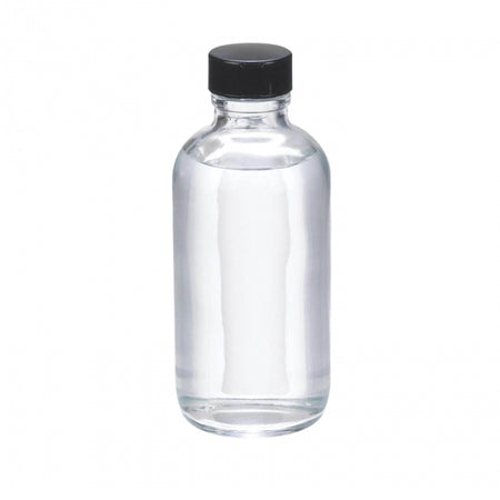WHEATON® Boston Round Bottle, 4oz, clear, black Phenolic, rubber