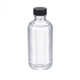 WHEATON® Boston Round Bottle, 4oz, clear, black Phenolic, rubber