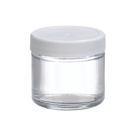 WHEATON® Clear Straight Sided Jar, White Polypropylene Cap, Poly-Vinyl Liner, Case of 24, 2 oz