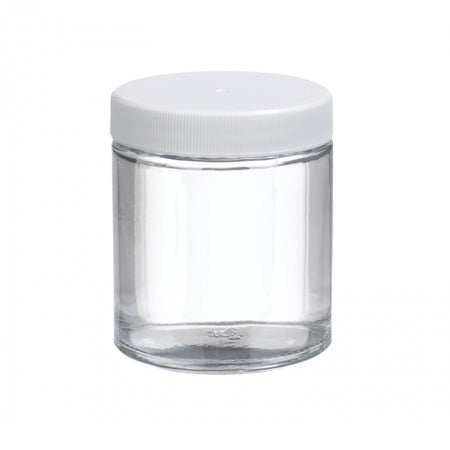 WHEATON® Clear Straight Sided Jar, White Polypropylene Cap, Poly-Vinyl Liner, 4 oz