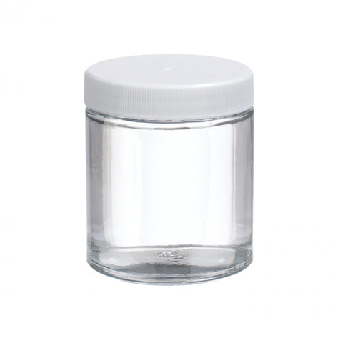 WHEATON® Clear Straight Sided Jar, White Polypropylene Cap, Poly-Vinyl Liner, 4 oz