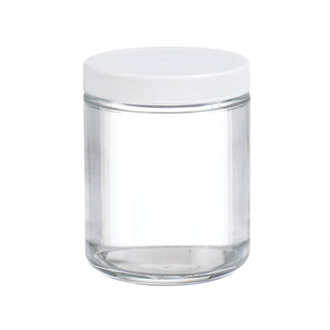 WHEATON® Clear Straight Sided Jar, White Polypropylene Cap, Poly-Vinyl Liner, 8 oz