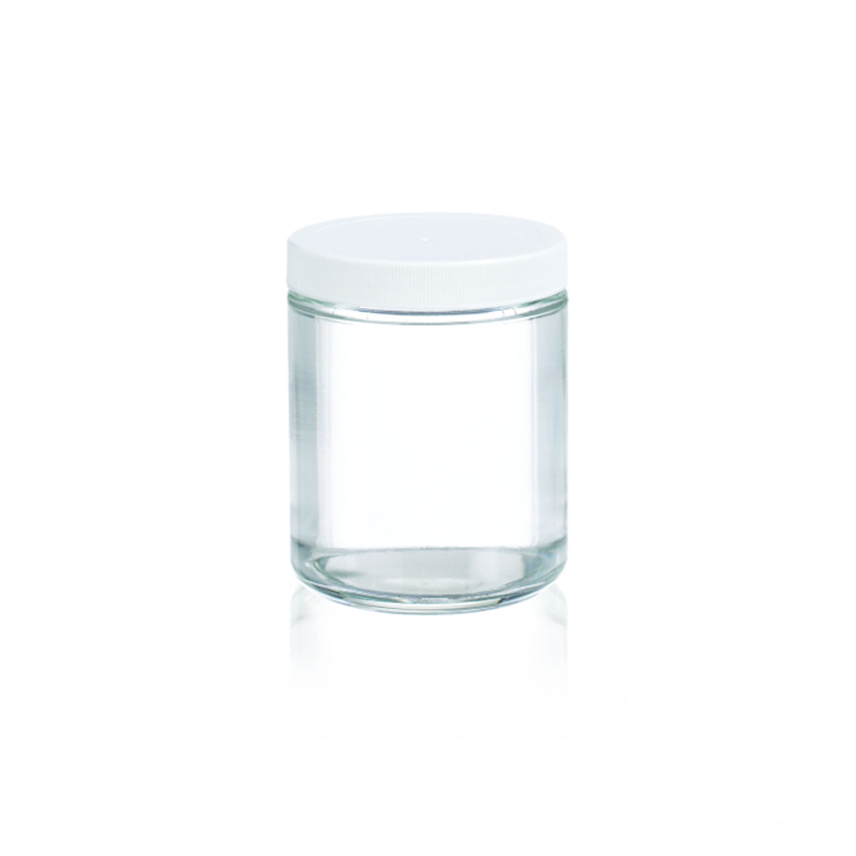 WHEATON® Clear Straight Sided Jar, White Polypropylene, PTFE-Faced Foamed Polyethylene Liner, 4 oz