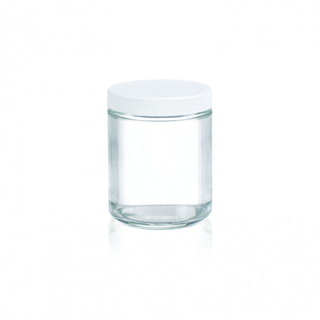 WHEATON® Clear Straight Sided Jar, White Polypropylene, PTFE-Faced Foamed Polyethylene Liner, 4 oz