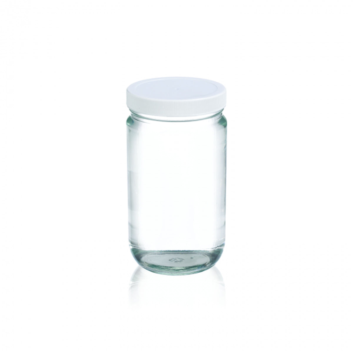 WHEATON® Clear Straight Sided Jar, White Polypropylene Cap, PTFE Foamed Faced Polyethylene Liner, 16 oz