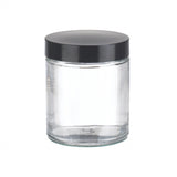 WHEATON® Clear Straight Sided Jar, Black Phenolic Cap, Rubber Liner, 4 oz