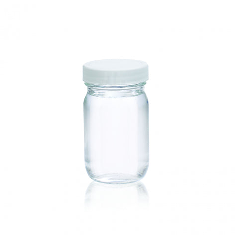 WHEATON® Standard Clear Wide Mouth bottle, 4oz, White Polypropylene, Poly-Vinyl