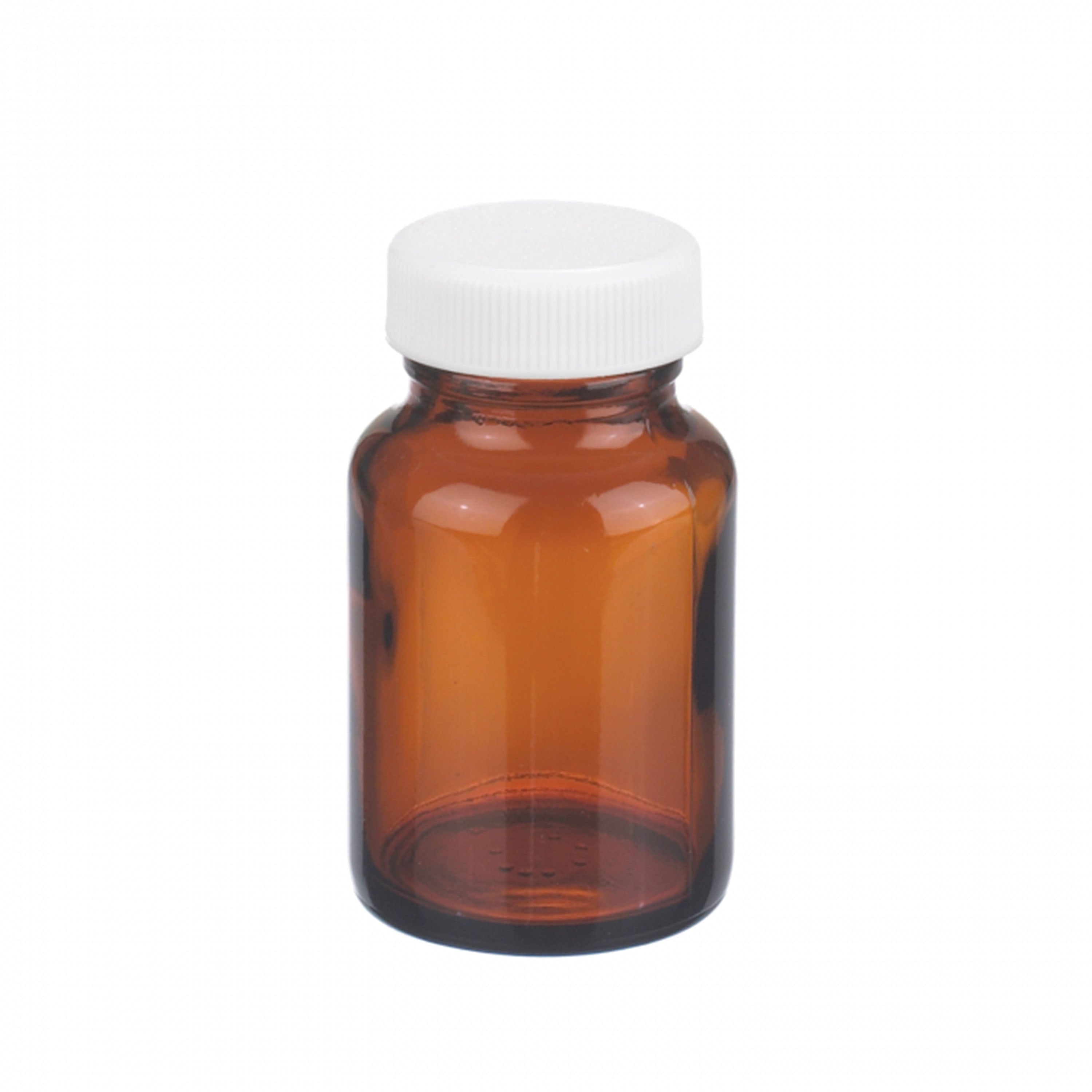 WHEATON® Wide Mouth Type III Amber Packer, 2oz, White Polypropylene, Poly-Vinyl